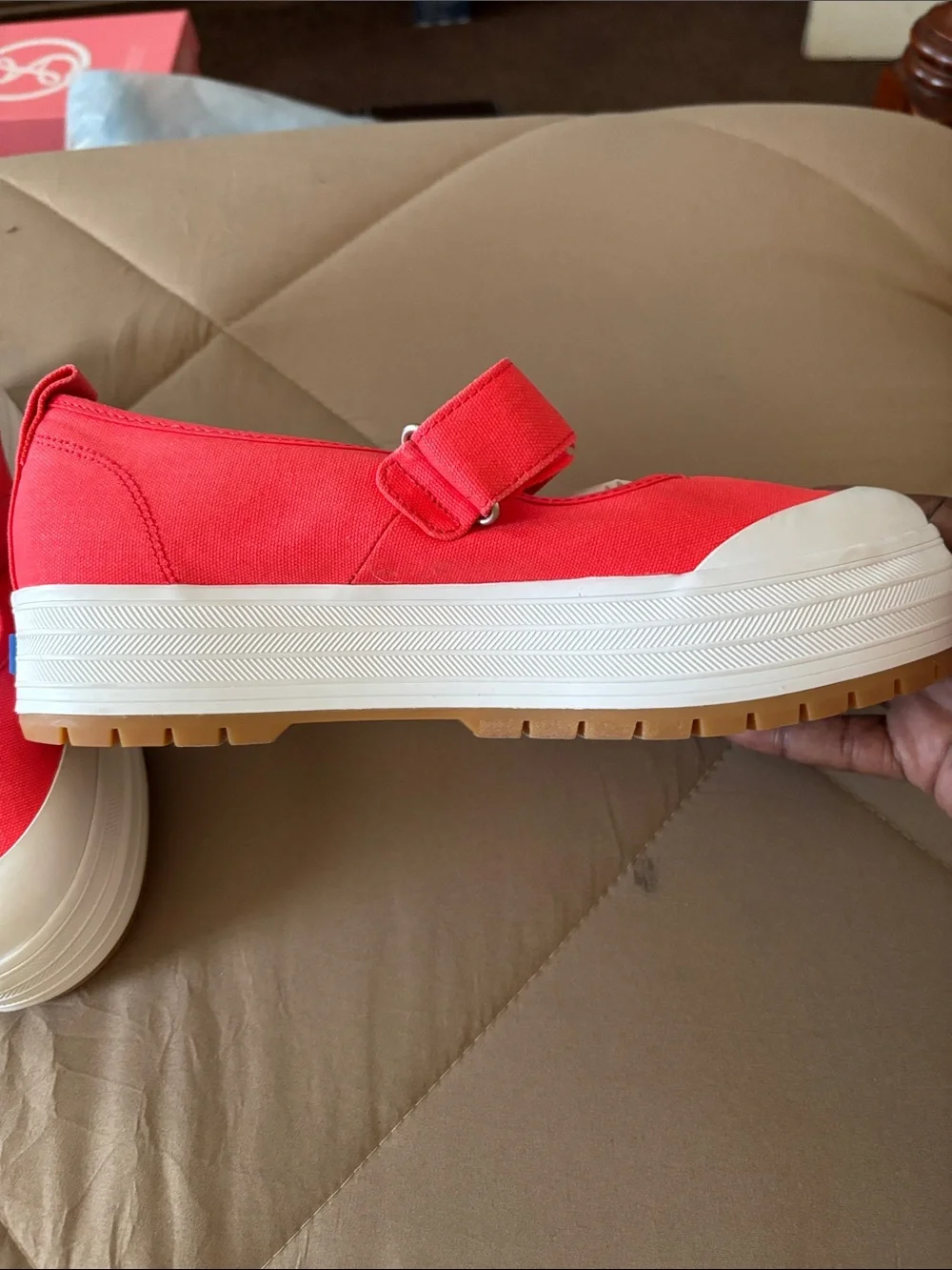 Keds Red Canvas Mary Jane platform Sneakers